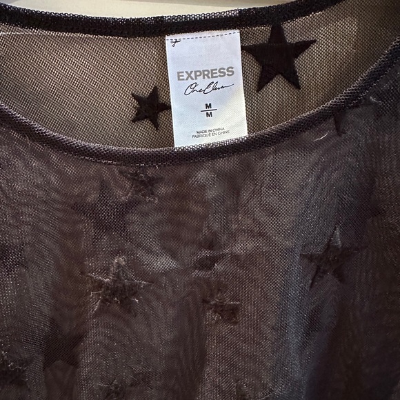 Express Black Sheer Top w/ Star Pattern Size M - Picture 4 of 4